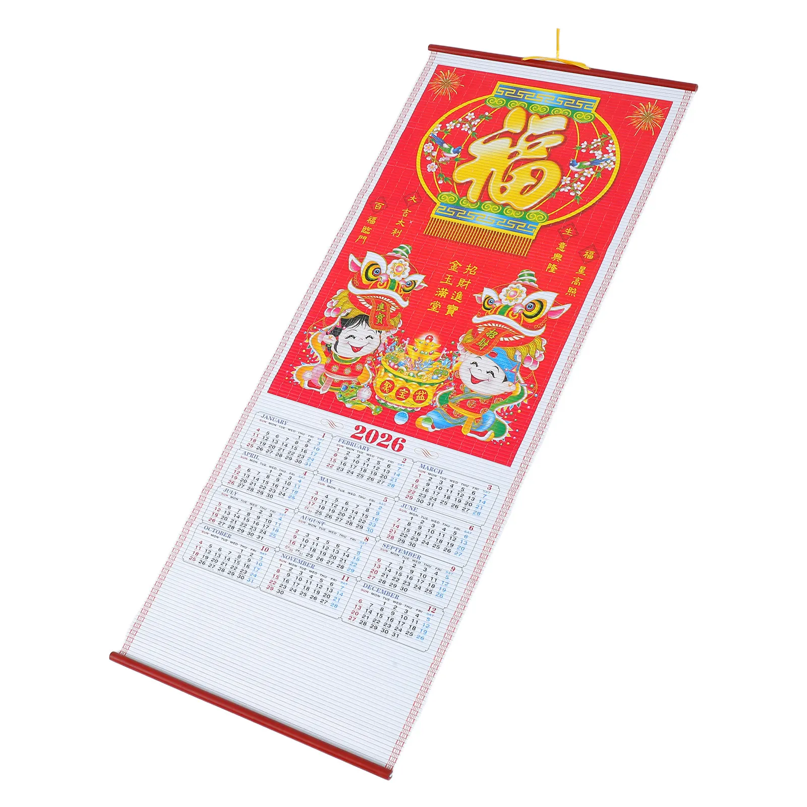 

2026 Traditional Chinese Lunar Calendar Hanging Scroll Year of The Horse Rattan Inspired Wall Decoration Space Saving Daily