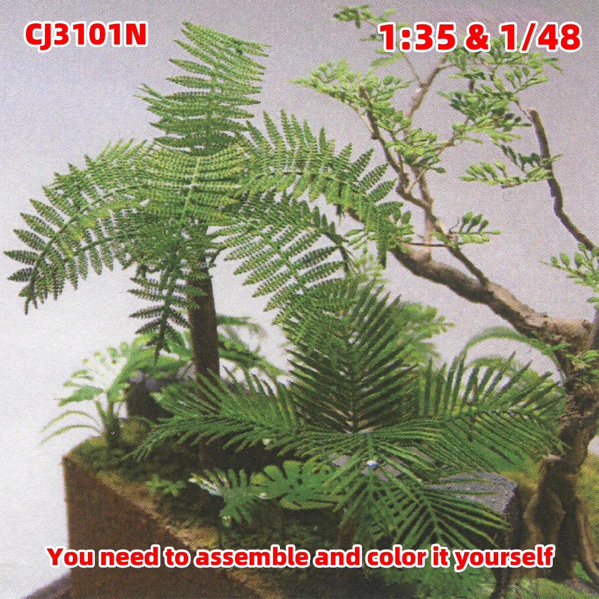 Miniatur-Pflanzenmodelle im Maßstab 1/35 und 1/48: Monstera-Blätter, Wilde Taro-Blätter, Cycad-Blätter für Sandtisch-Dioramen – Detail 6