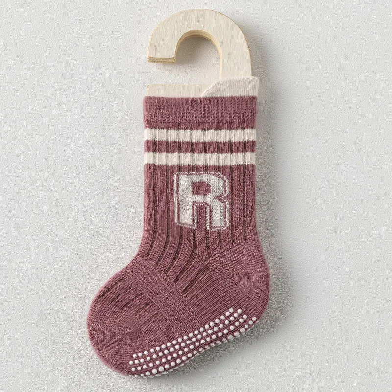 5 Pairs Stripe Cute Baby Socks Letter Socks Knit Soft Cotton Sock Kids Long Knee High Socks Infant Toddler Baby Boys Girls