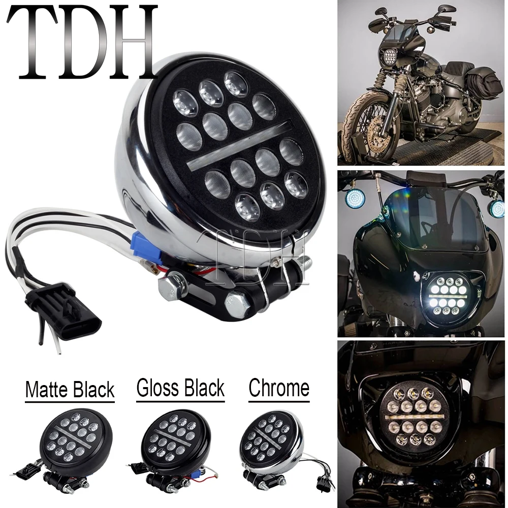 

Motorcycle 5.75 inch LED Projection Headlight Bucket Extension Kit Hi/Lo Beam For Harley Softail Low Rider S FXLRS ST FXLRST DRL