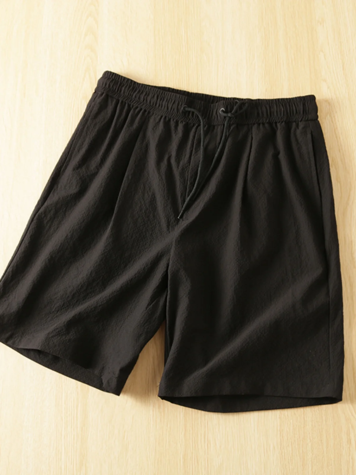 

Летние мужские повседневные брюки с эластичной резинкой на талии и пузырьковой ткани, универсальные брюки «пять четвертей», модная городская повседневная одежда