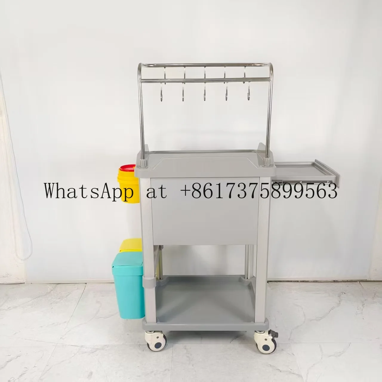 Clinical Emergency Medical Trolley Mobile Multi Purpose Hospital Clinic Nursing Utility Cart with Storage