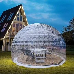 Nadmuchiwany przezroczysty namiot Igloo Clear Bubble House Air Tent 360 Dome Tent z dekoracją świetlną LED na imprezę