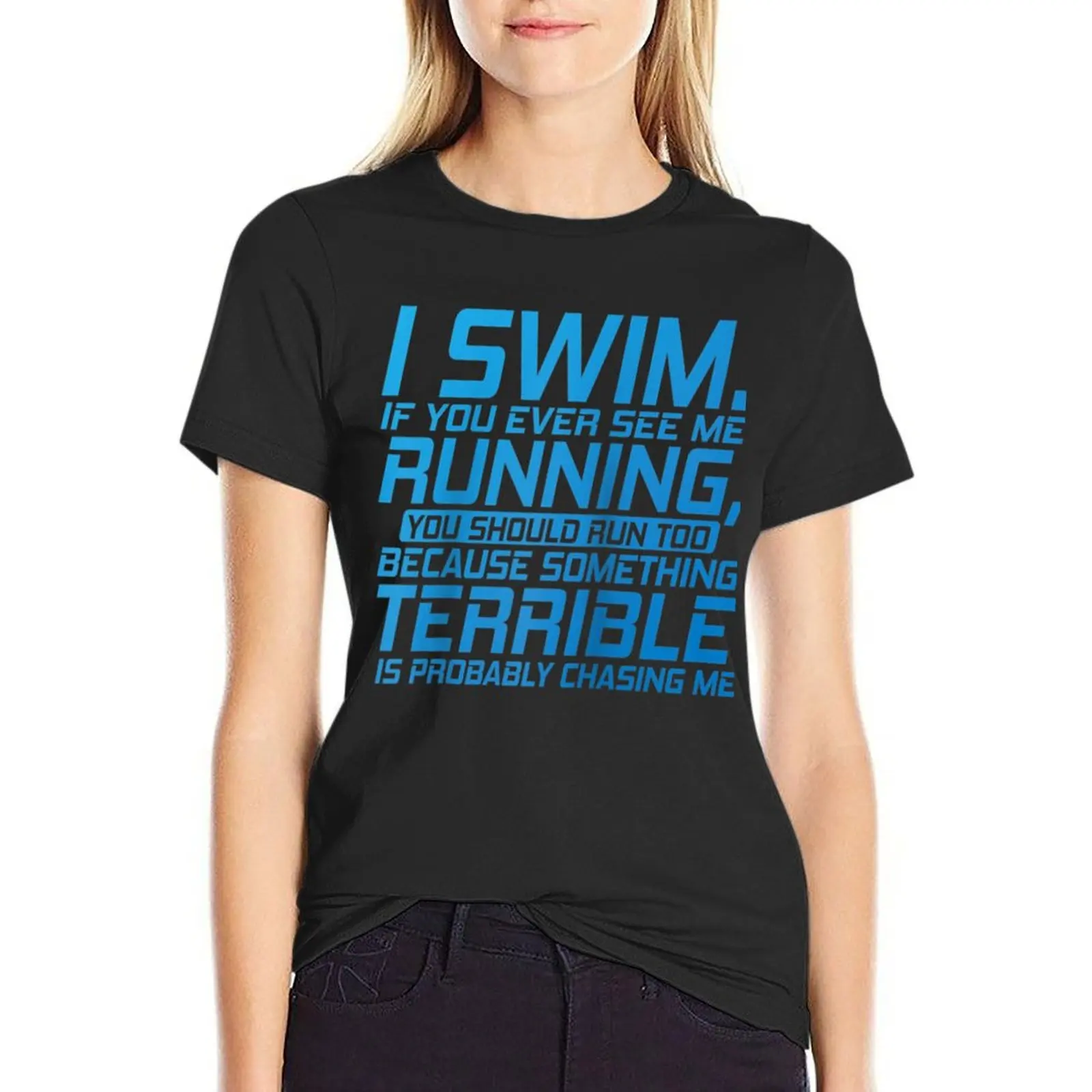 I Swim, if you ever see me Running Raglan T-Shirt blanks animal print shirt for girls t-shirt dress for Women sexy