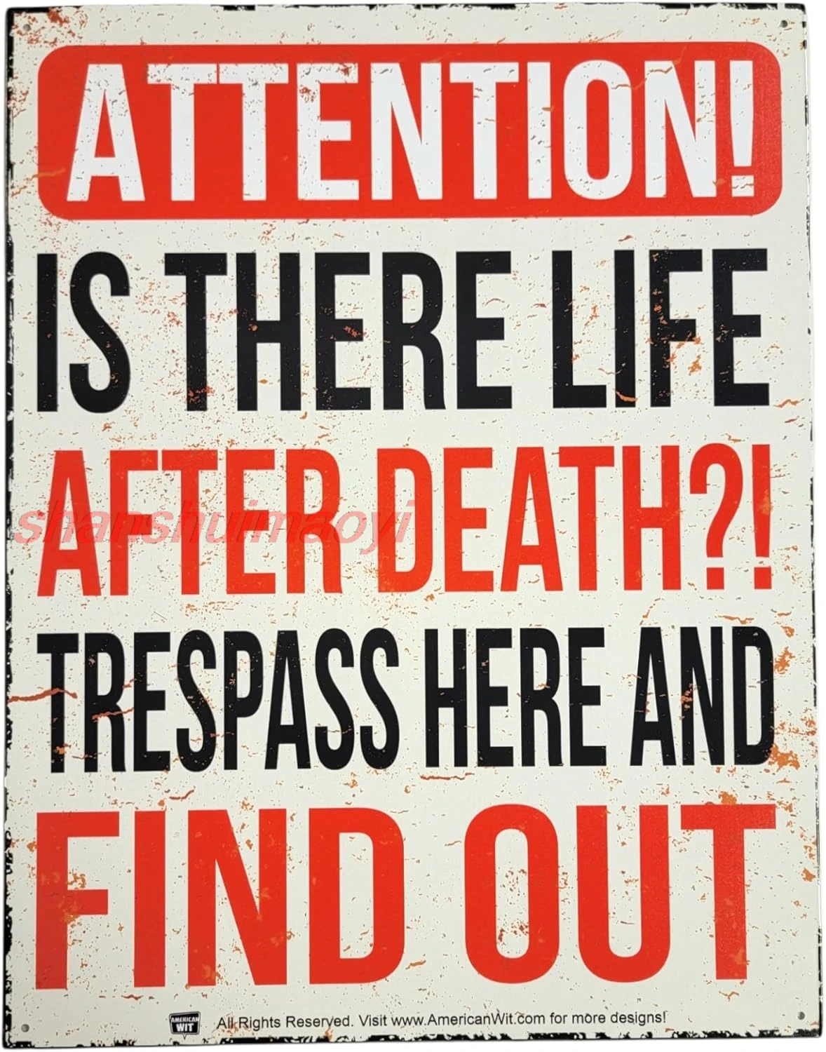 AMERICAN WIT - Funny No Trespassing Warning Metal Tin Sign (16