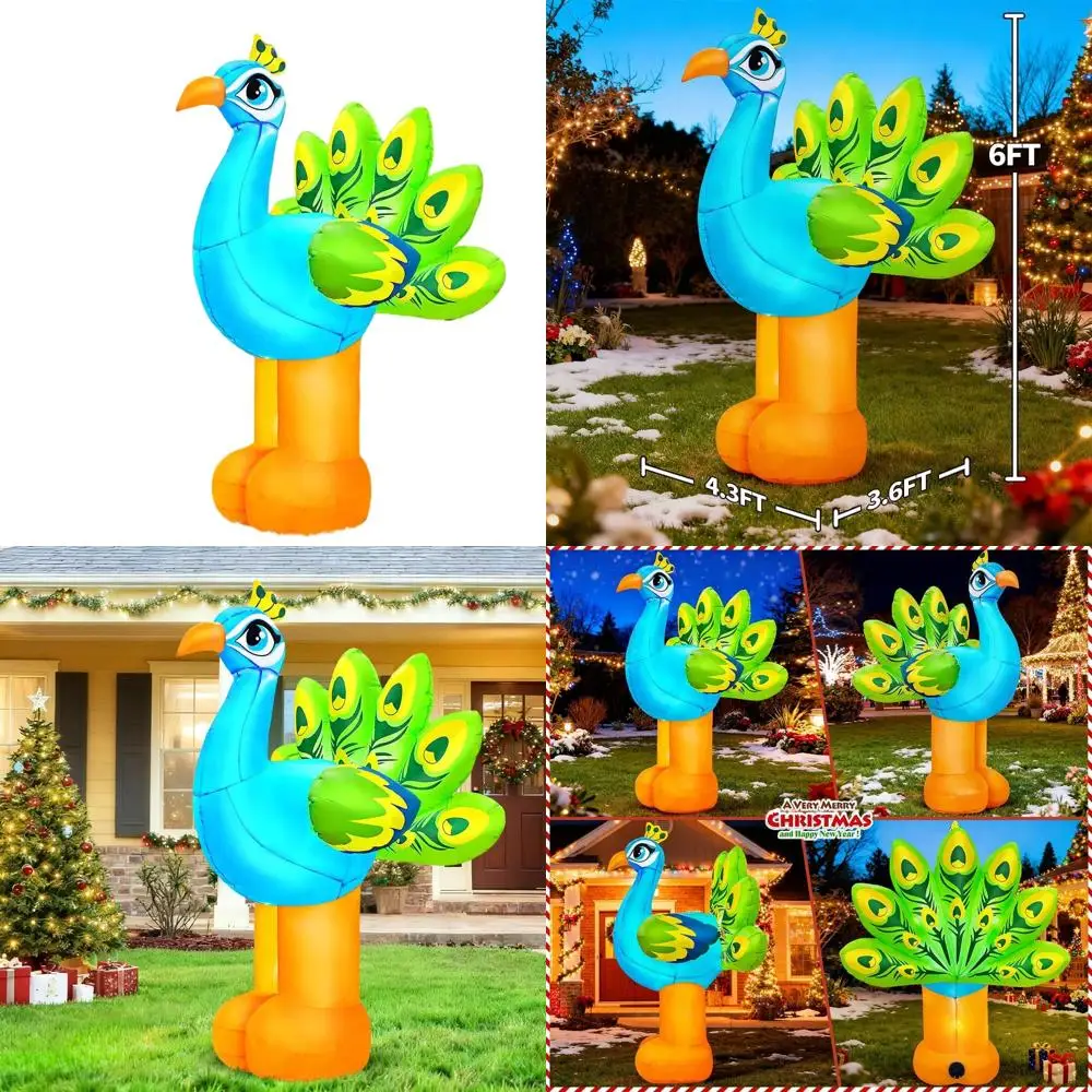 

Надувной павлин длиной 6 футов со светодиодной подсветкой для вечеринок на весну, лето, пляже и дивали