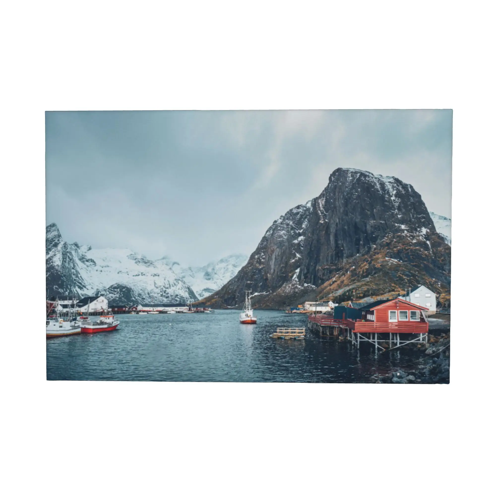 Lofoten Norway, Canvas Wall Art, Stunning Arctic Fishing Village Scenic Landscape Print, Mountains Sea Poster