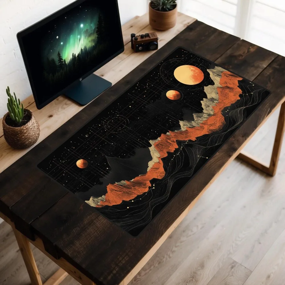 The Geometry of the Planets Desk Mat, Topographic Planet Map Desk Pad, Outer Space Desk Topper,desk accessories tapis de souris
