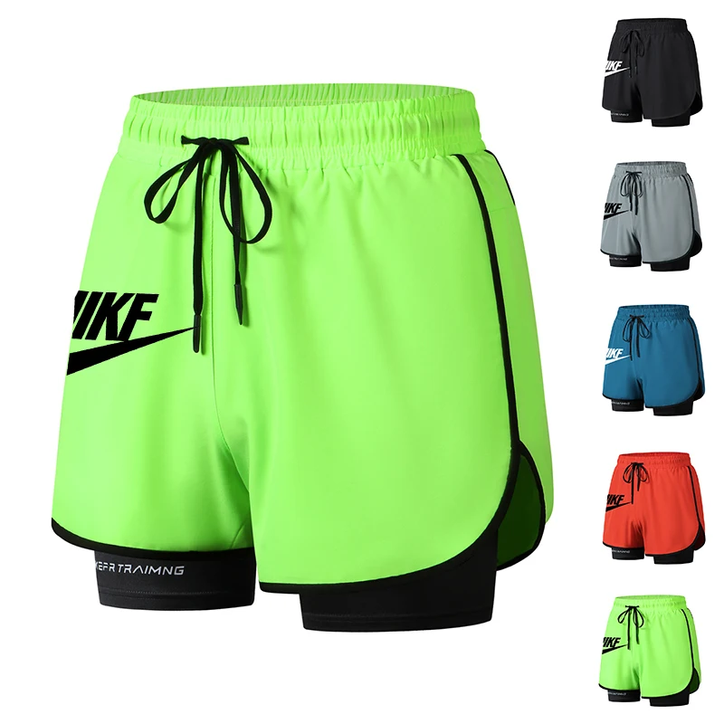 2024 High Quality Men\'s Sports Shorts Outdoor Jogging And Fitness Cropped Pants Breathable And Quick Drying Double-layer shorts