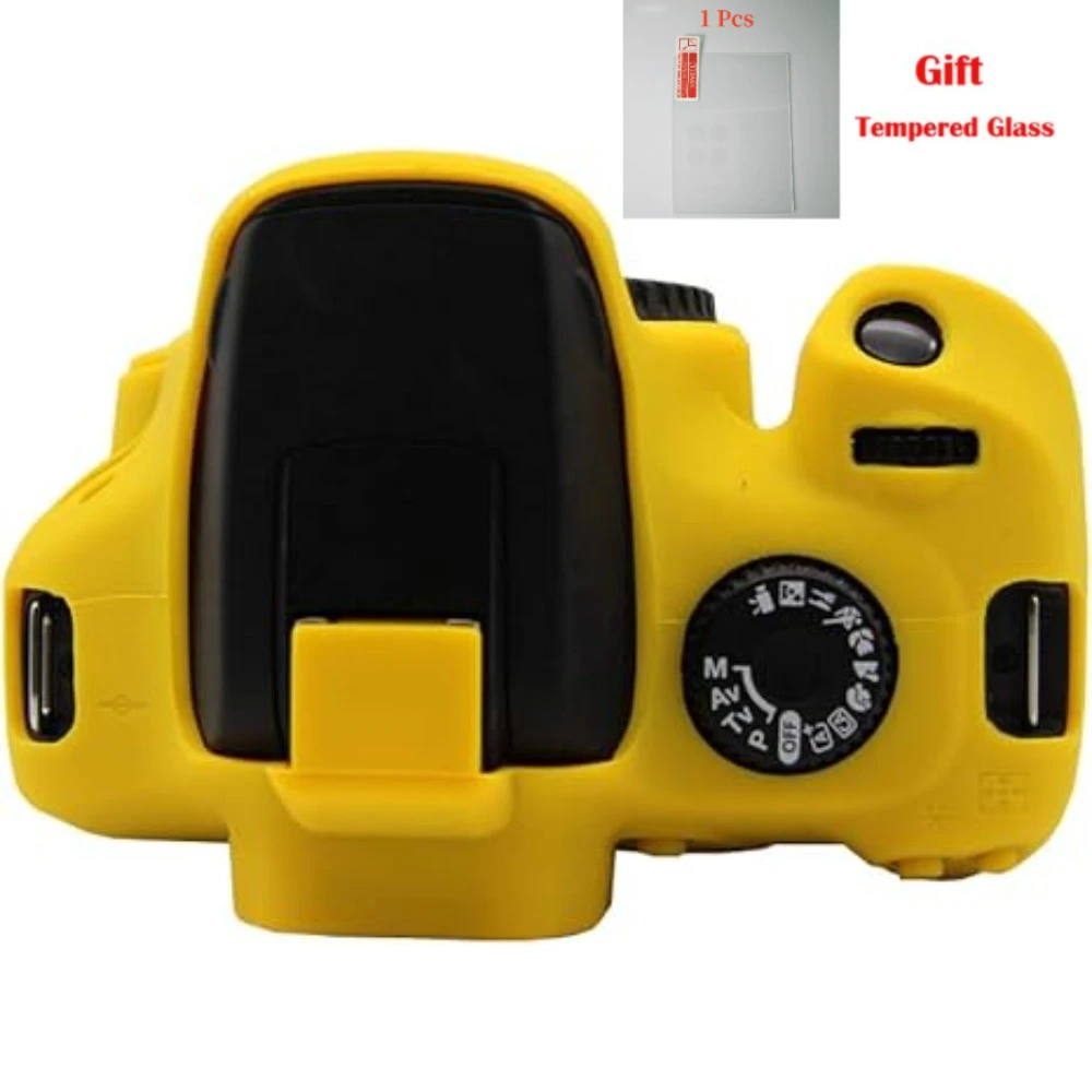 Weiche Silikonkautschuk-Körperabdeckung, für Canon EOS 4000D 3000D Digitale Schutzhülle Fototasche + kostenlose gehärtete Folie