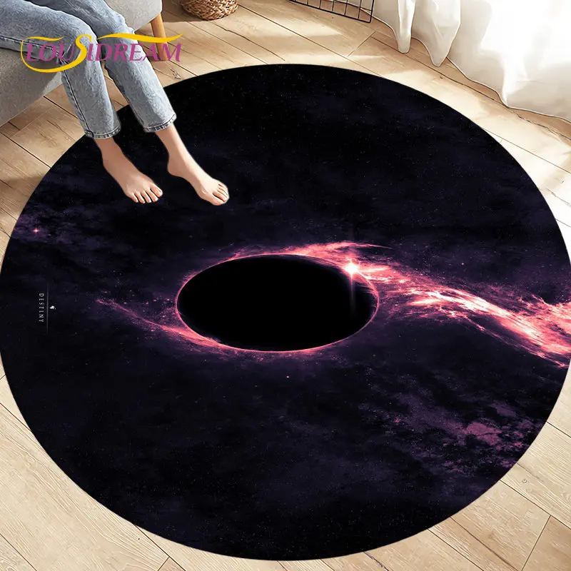 

3D Universe Galaxy Space Stars Round Area Rug,Circle Carpet Rug for Living Room Bedroom Sofa Decor,Kids Play Crawl Floor Mat