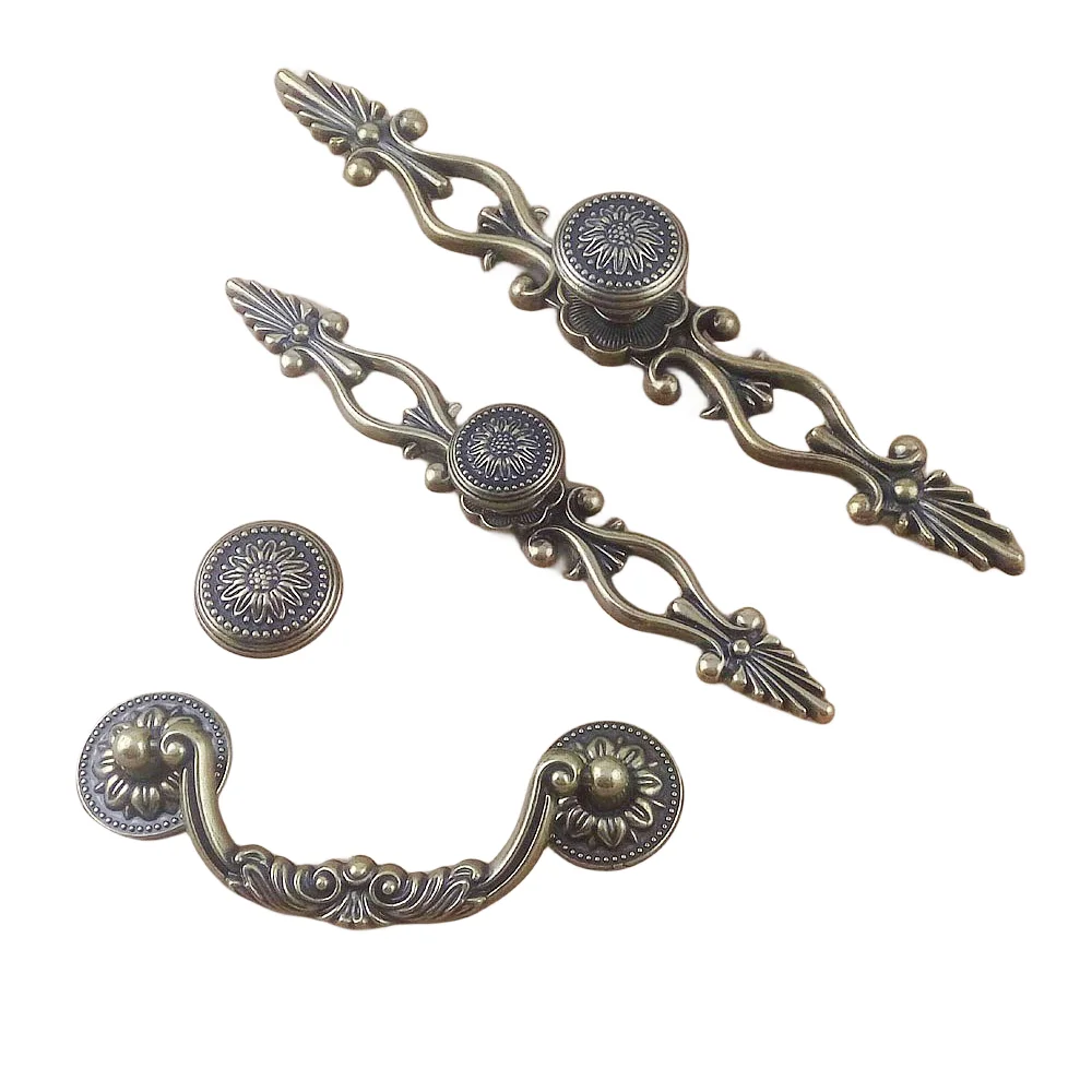 Antique Bronze Furniture Hardware Handle For Kitchen Cabinets Small Door Drawer Knobs Wardrobe Cupboard Handle Dresser Pulls