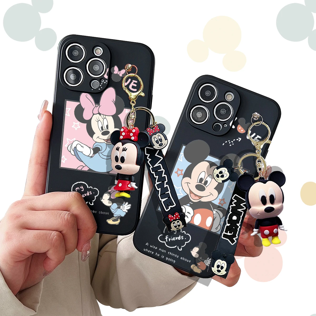 For Motorola Moto Edge 50 30 E22 32 20 G24 G 14 84 G Style 13 53 73 22 32 42 52 62 72 Photo Frame Minnie Case With Keychain