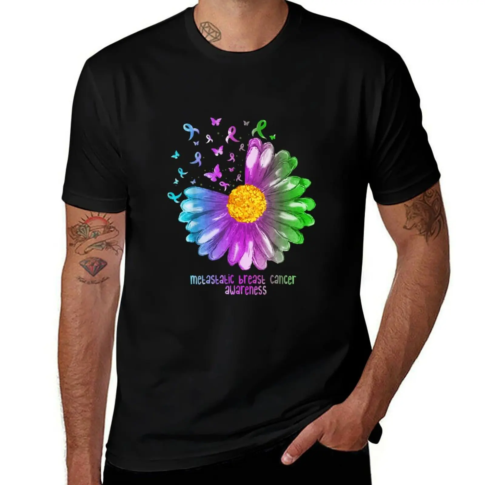 Daisy Butterfly Metastatic Breast Cancer Awareness Gifts TShirt62 T-Shirt Halloween Theme T-Shirt