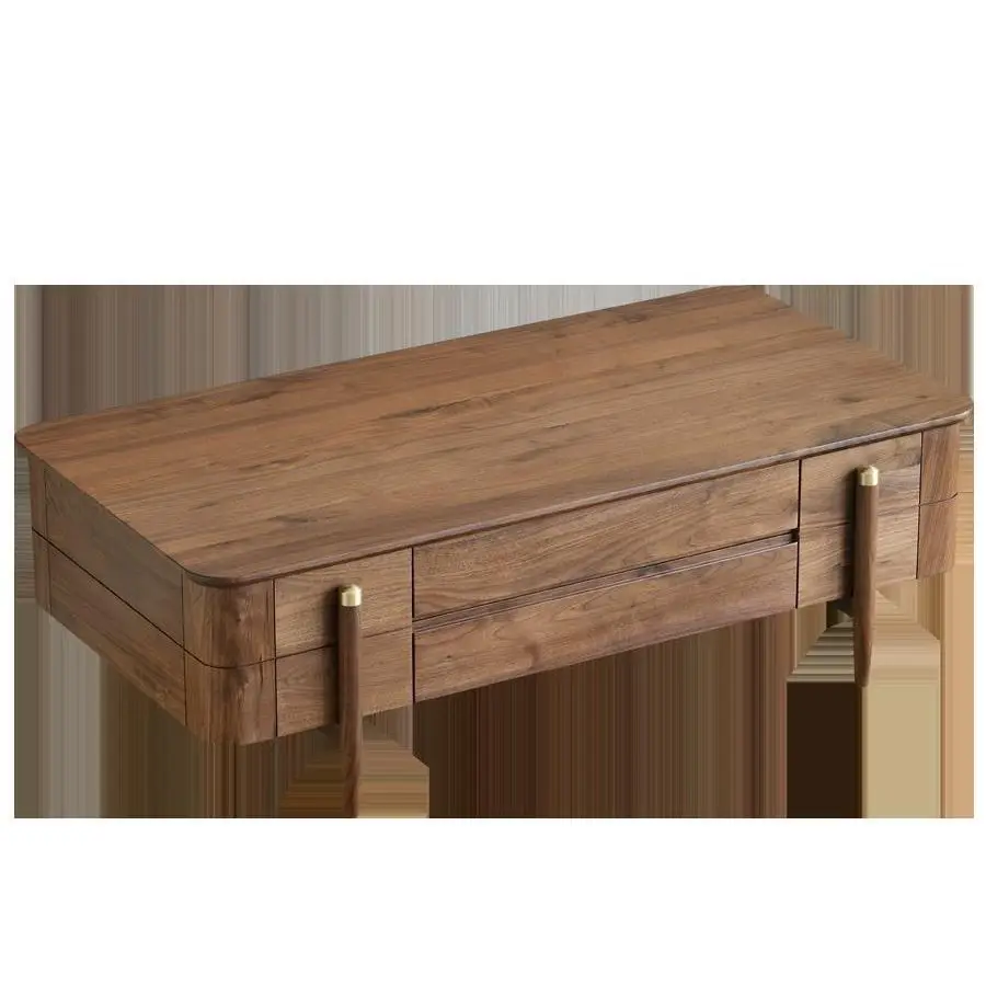 Nordic all solid wood rectangular coffee table black walnut modern simple home living room storage coffee table light luxury