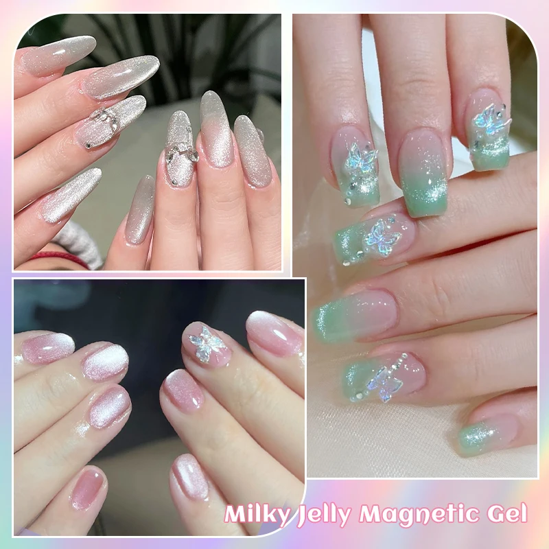 7ml Milky Jelly Silvery Moonlight Cat Magnetic Gel Nail Polish 10ml Water Light Jelly Transparent Color Soak Off Nail Art Gel