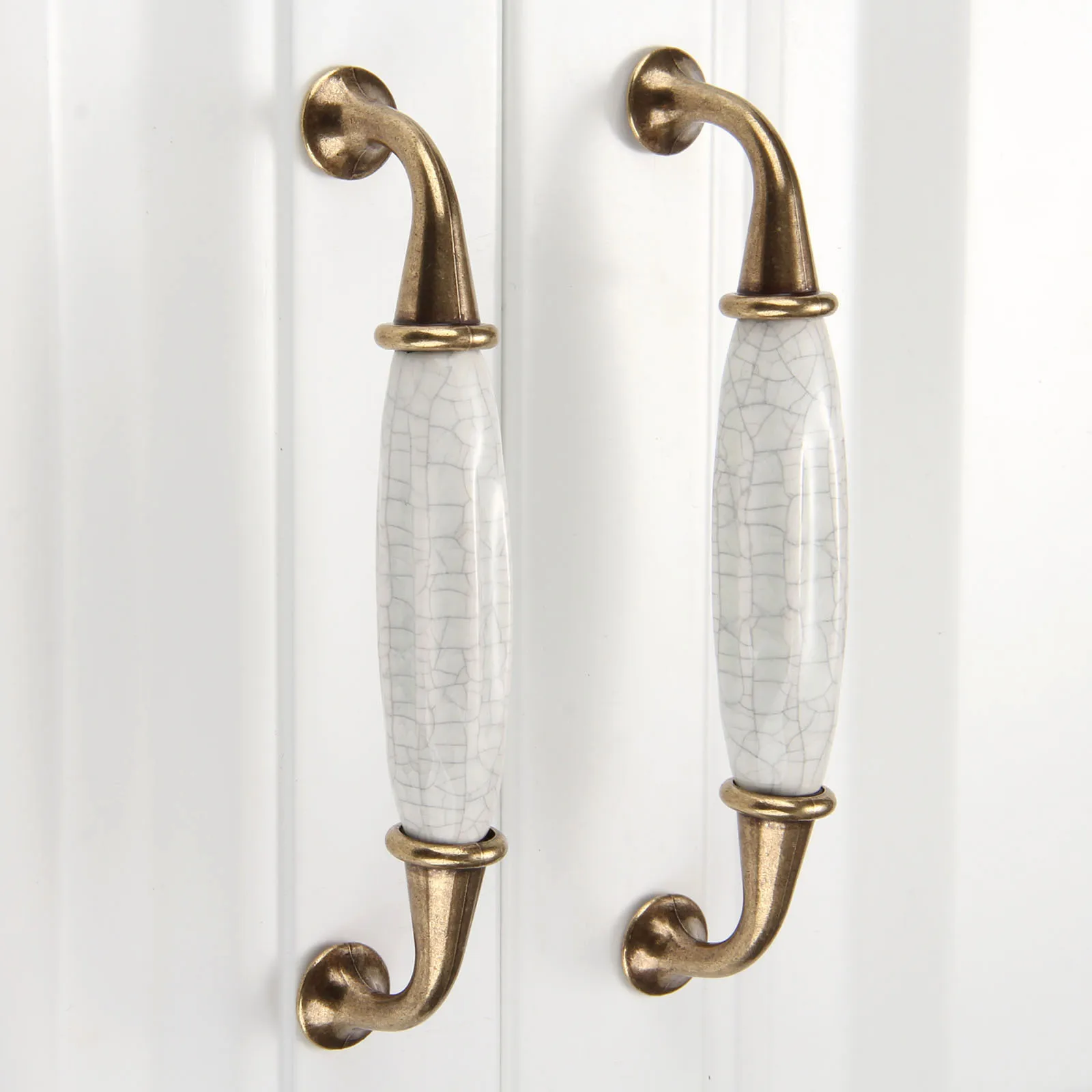 1 قطعة مقابض لقطع الأثاث باب السيراميك الأبيض مع المسمار الأوروبي العتيقة درج يسحب مقابض خزانة المطبخ ديكور المنزل #1