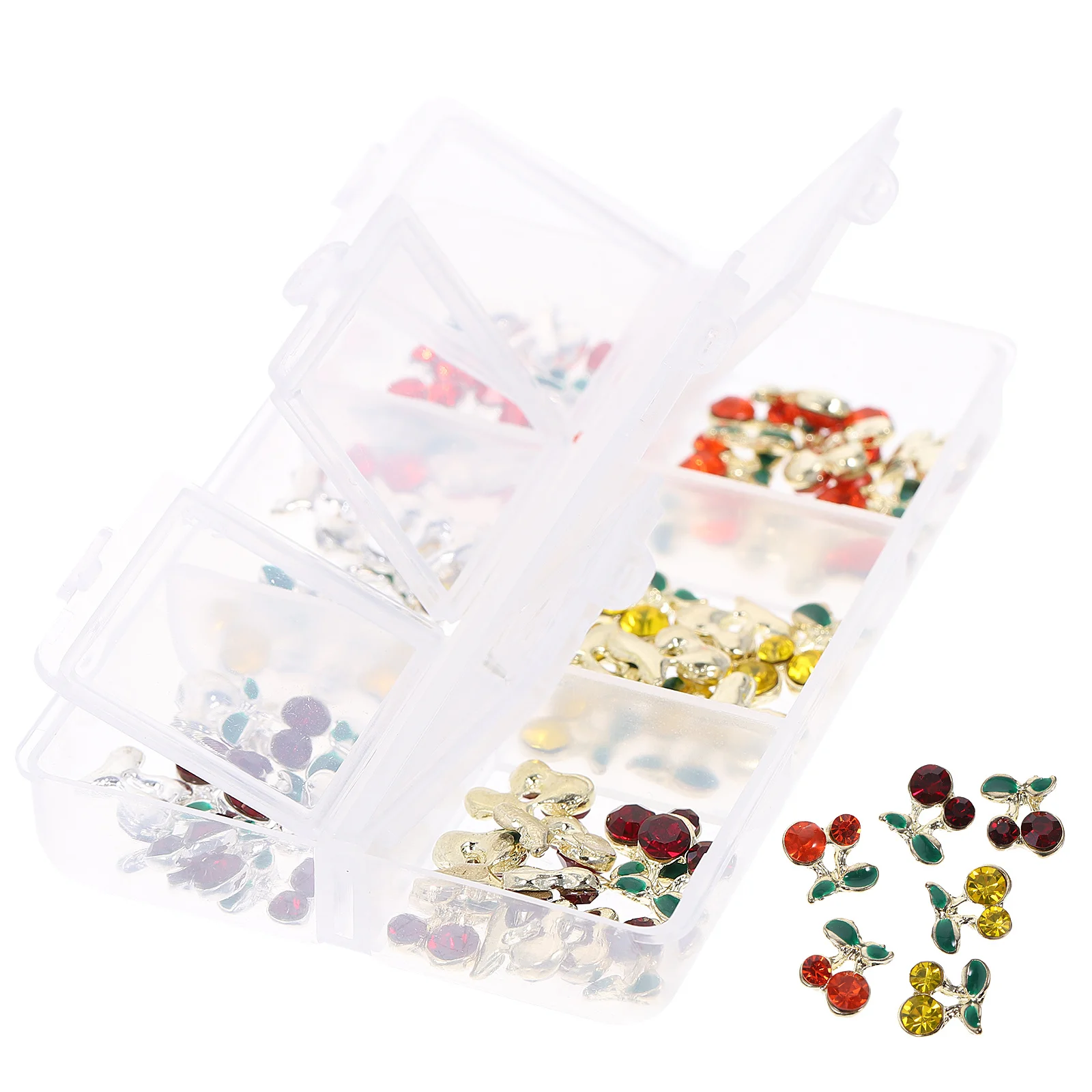 

NOLITOY 60pcs Rhinestone Nail Art Charms Glitter Gel Jewelry Crystals Iridescent Dangle Alloy Women Cherry Polish Gem