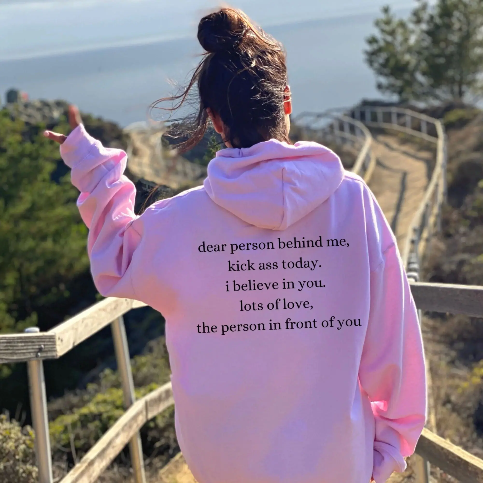 Dear Person Behind Me Kick Ass Today Hoodie Women Hoody Sweatshirts Pullovers Unisex Pure Cotton Top Jumper Quote Casual Hoodies