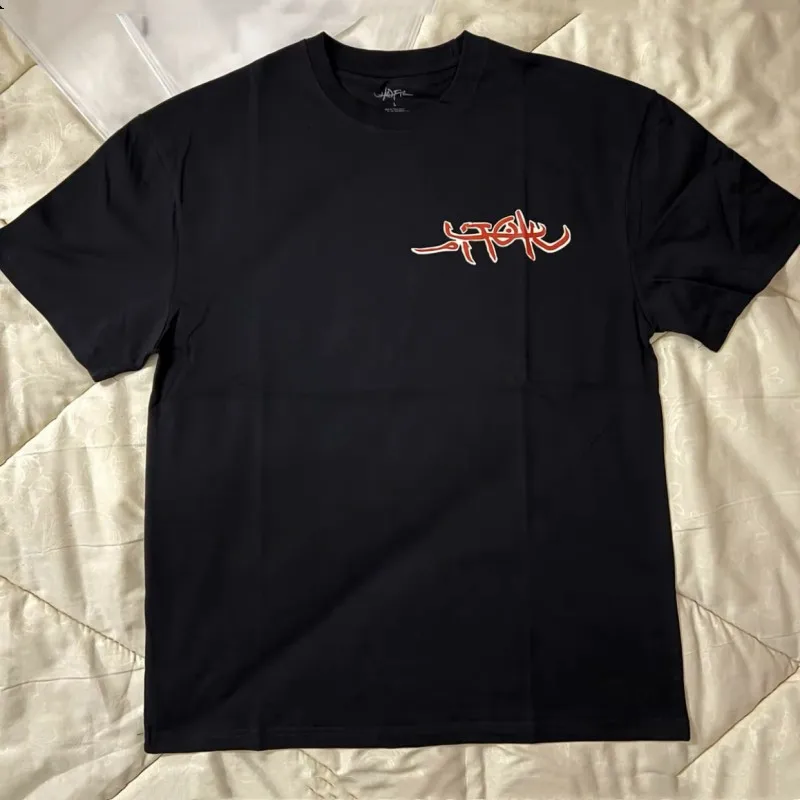 Summer Utopia Black Printed T-shirts Men Women Breathable Cotton Cactus Jack Round Neck Short Sleeve Tops Casual Street Outfit