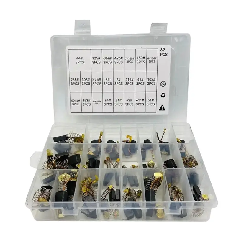 

A20F-69Pcs Electric Motor Carbon Brushes 23 Sizes Motors Carbon Brushes For Power Tool Repair Replacement Parts