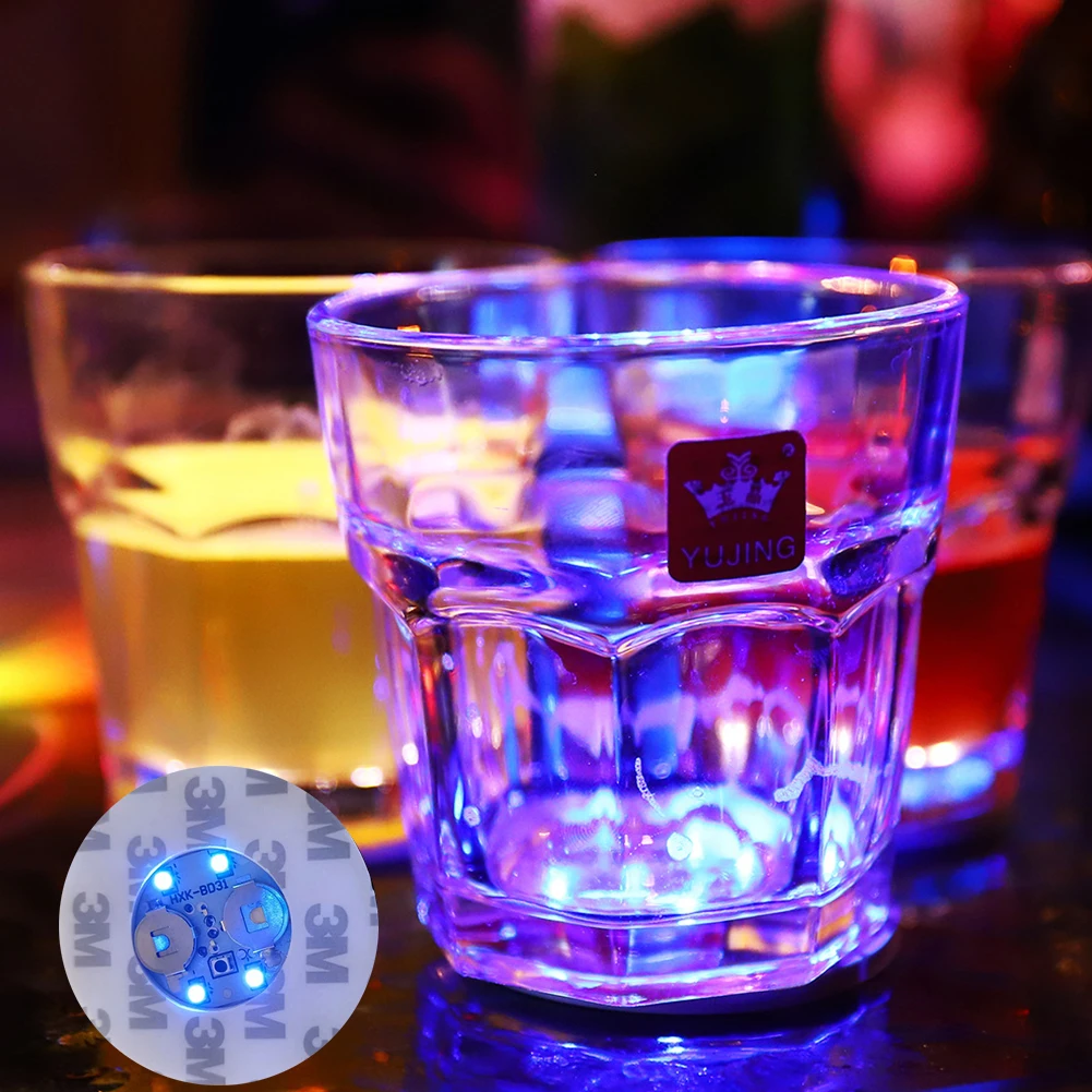 1-10PCSColorful LED Bar Light Up Coaster Stickers for Drinks Cup Wine Liquor Bottle Coaster Atmosphere Light Kitchen Accessories