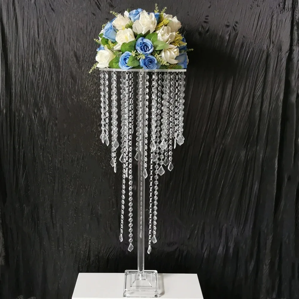 Tall Acrylic Crystal Flower Stand, Candle Holder, Road Leads, Wedding Centerpiece, Party, Home, Hotel, Table Decor, 85cm, 10Set