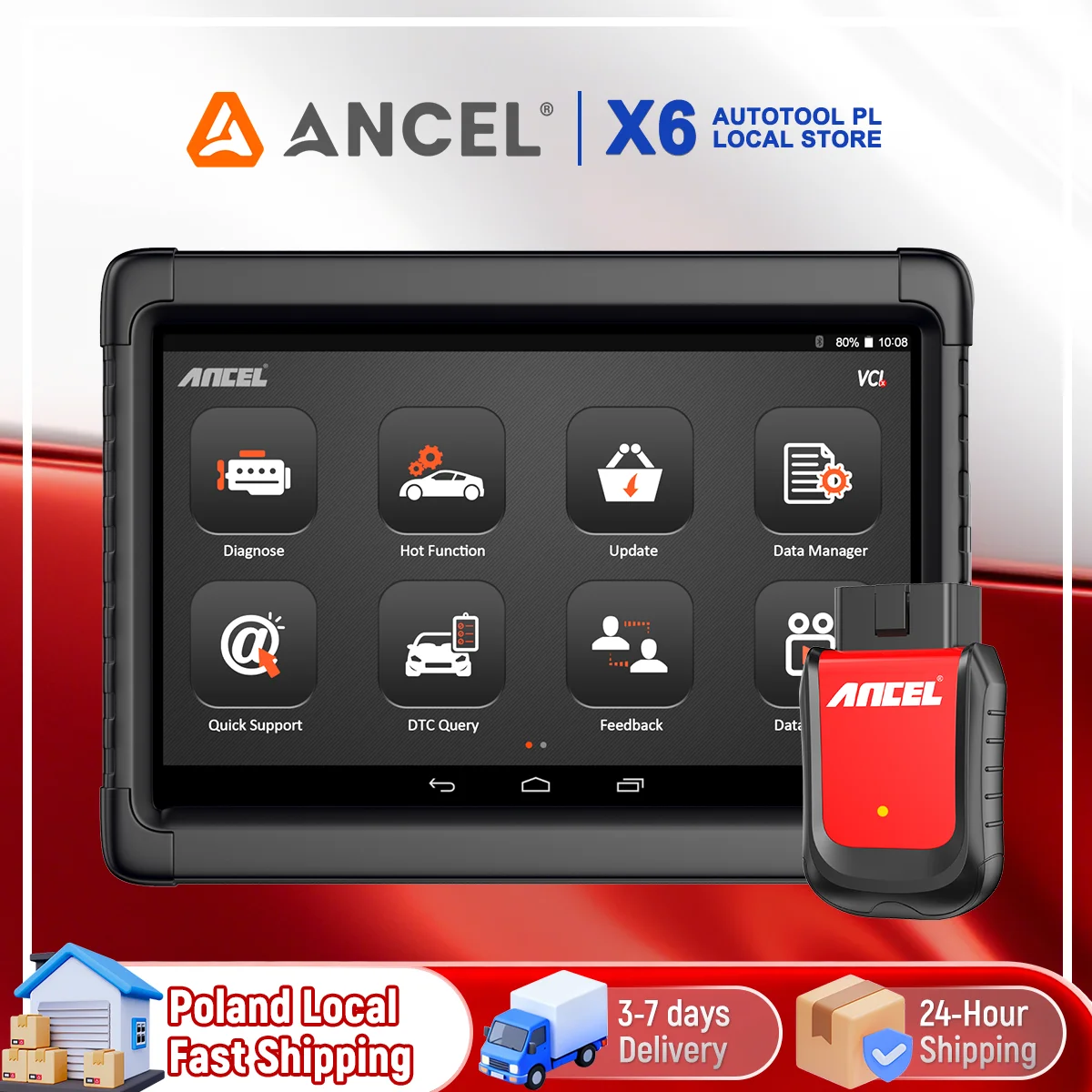 ANCEL X6 Bluetooth OBD2 Scanner de diagnostic automobile ABS SRS Huile EPB BMS SAS TPMS Réinitialisation D.PF Diagnostic de tous les systèmes Outils de réparation automobile OBD 2