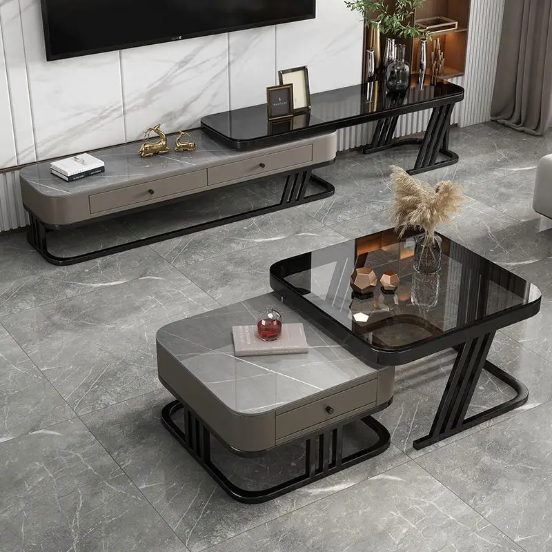 2026 L/uxury Gold and White Coffee Table and Tv Stand Set Modular Sectional Living Room Furniture Set