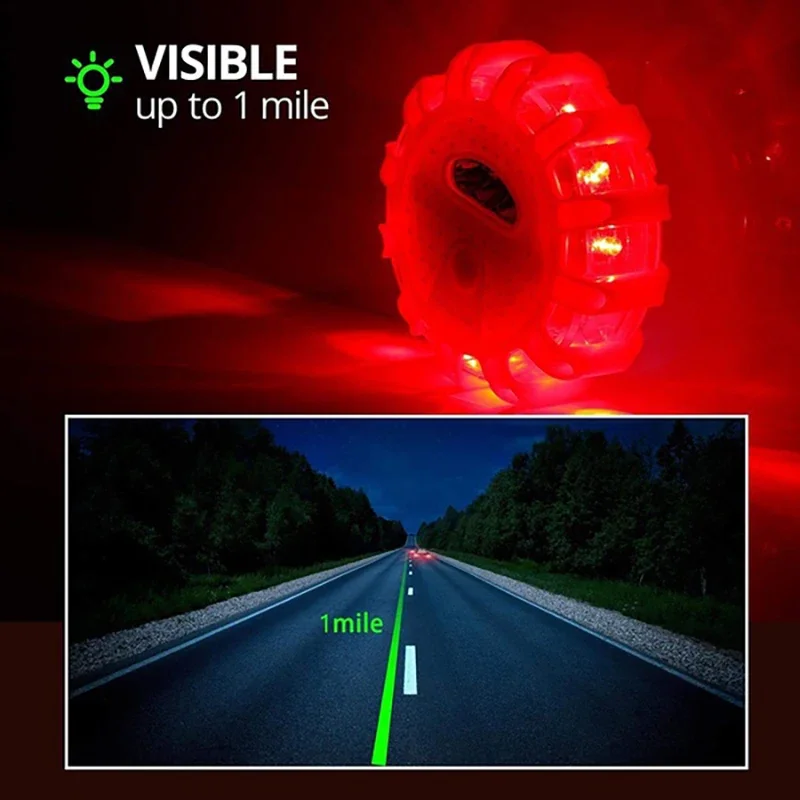 6~1Pcs LED Warning Light Built-in Battery 3Mode Safety Flare Dash Emergency Flashing Lamp Strobe Light for Vehicle Trucks