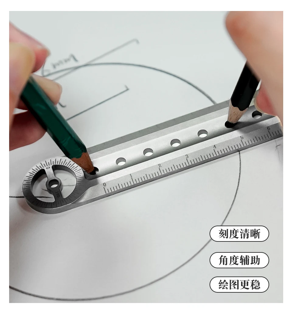 18cm Titanlegierungs-Lineal mit 8mm Sechskantschlüssel, EDC-Hebelwerkzeug, Schlüsselanhänger, Selbstverteidigungswerkzeug, hartes Lineal zum Aufhängen an der Taille, Brechstange – Detail 4