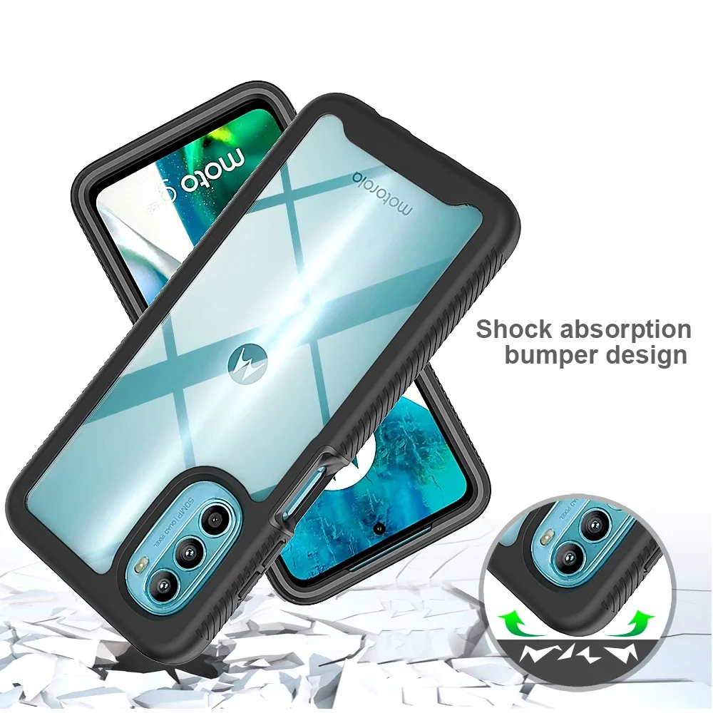 PET Front Screen Protector Armor Shockproof Case For Motorola Moto G52 G42 G32 G22 E32s G82 5G G31 G41 G51 G71 Back Cover