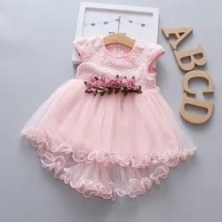 Robe de princesse en tulle pour nouveau-né, vêtements de fête pour tout-petits, robe d'été à fleurs pour filles, 0 mois, 3 mois, 6 mois, 12 mois, 24 mois