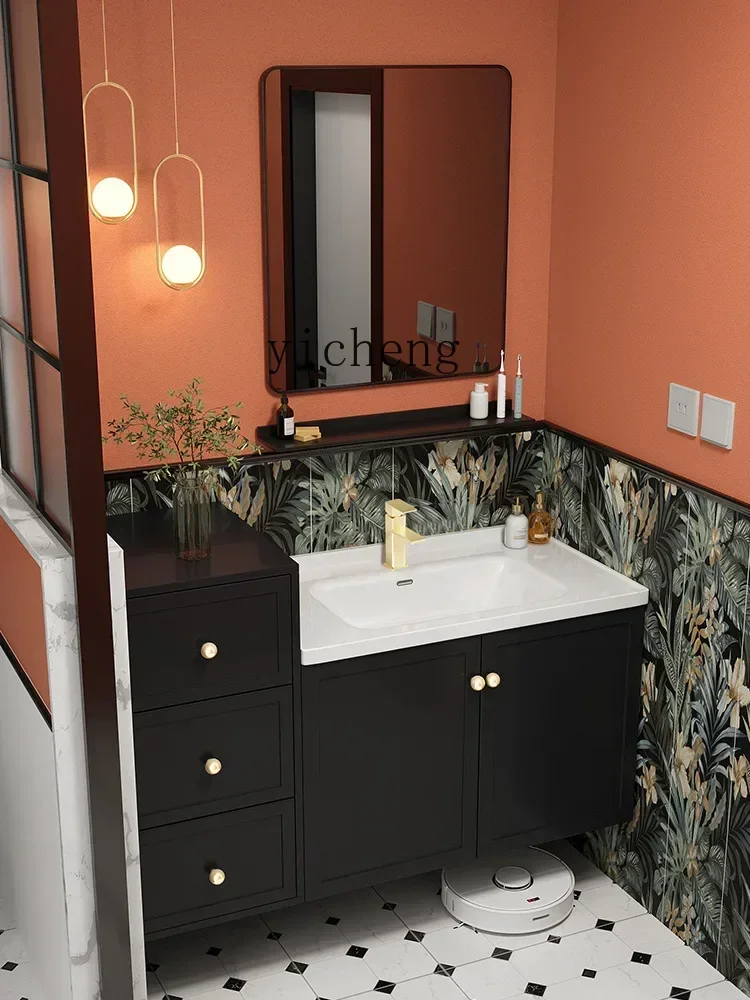 i10.10-Washstand Ceramic Whole Washbin Bathroom Cabinet Combination Oak High and Low Washbasin Cabinet
