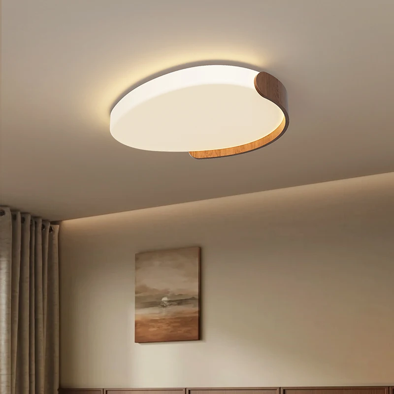 Post-modern Walnut LED Ceiling Lights High-end Personality Round Ceiling Lamps Living Dining Room
