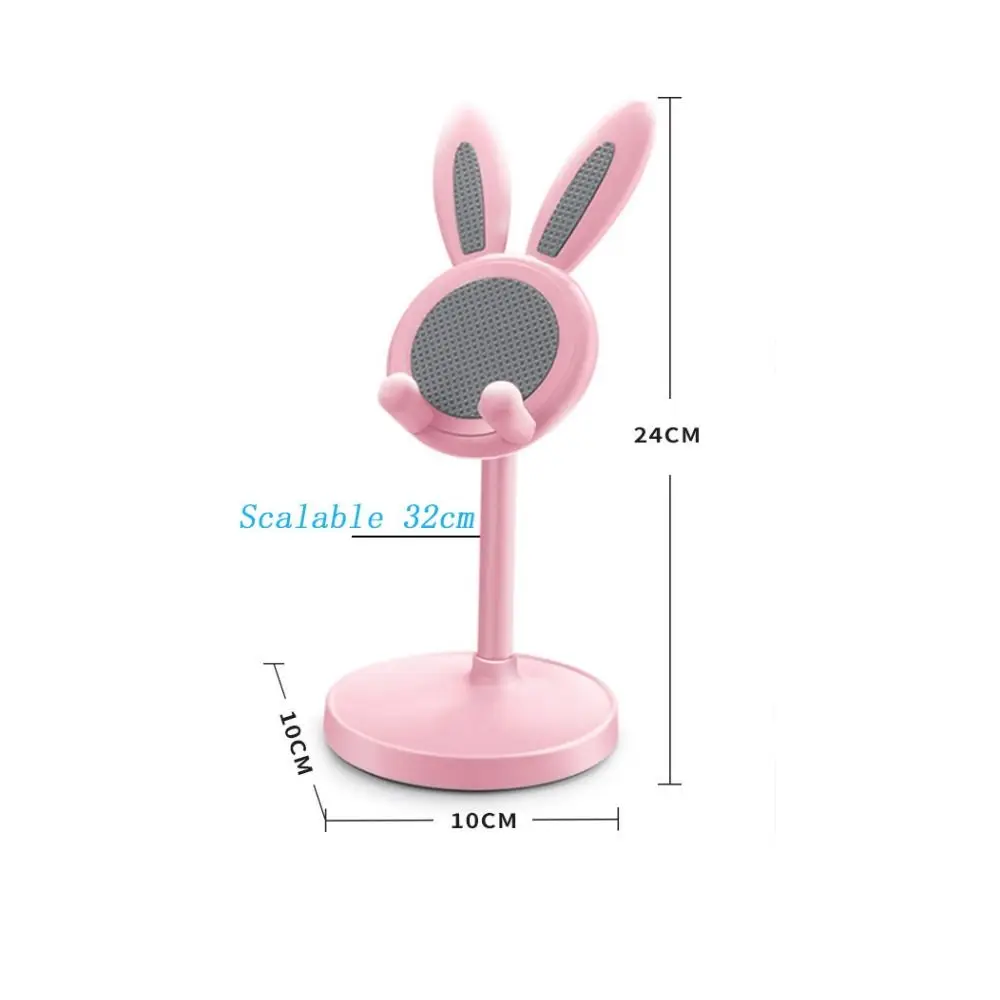 Rabbit Bunny Phone Holder Lazy Bracket Adjustable Telescopic Lifting Phone Holder Cartoon Pink Desktop Mobile Phone Bracket