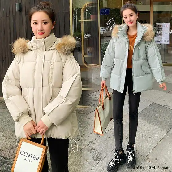 Neue Frauen Winter Herbst Jacke große Taschen kurzes Fell Kapuze 8 Farben warme weibliche Wintermantel Parkas Kleidung Outwear