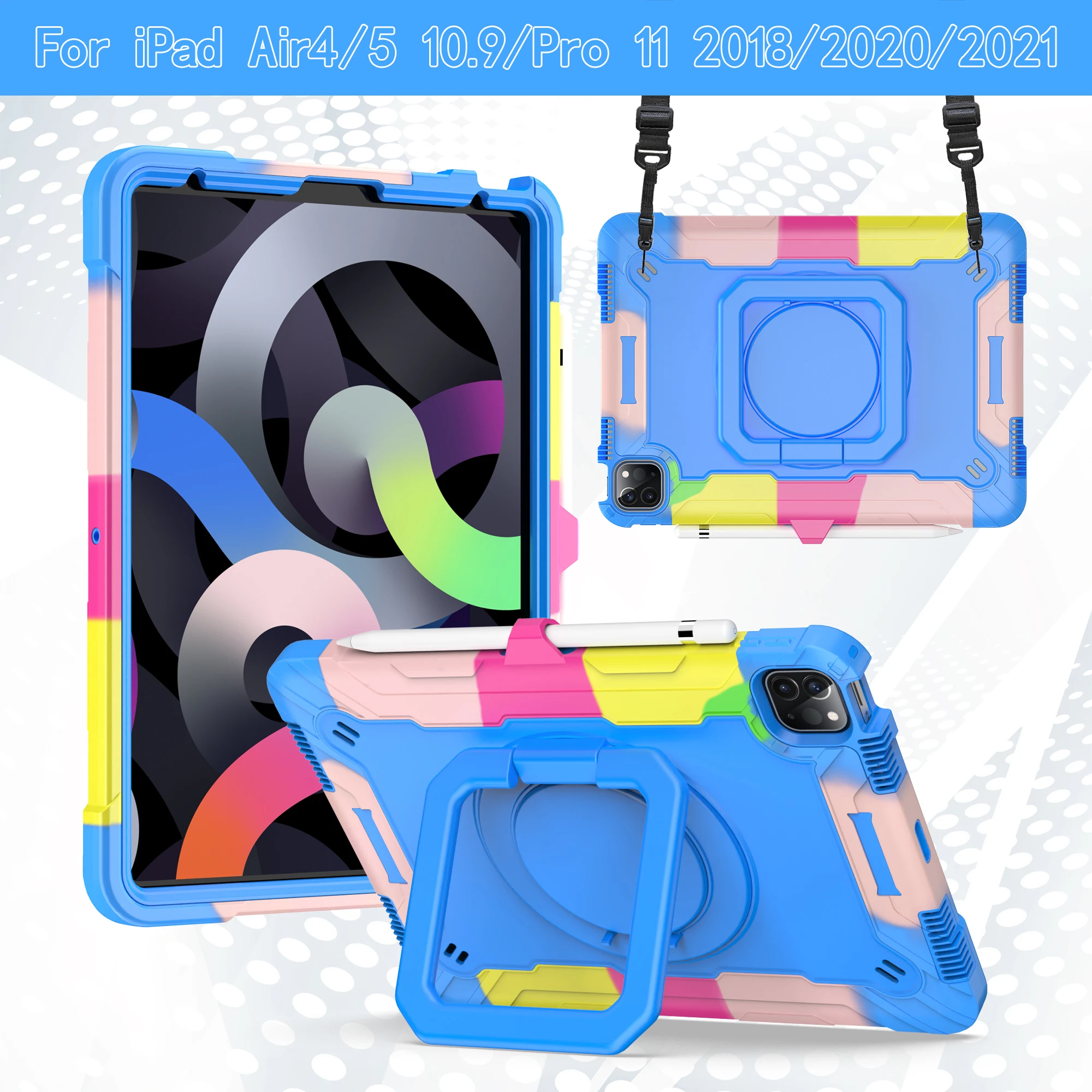 

Rotating Case for iPad Air 5 4 3 Pro 11 2018 2020 2021 2022 Shockproof Cover For iPad 10.2 7th 8th 9th Genetation Handle Grip