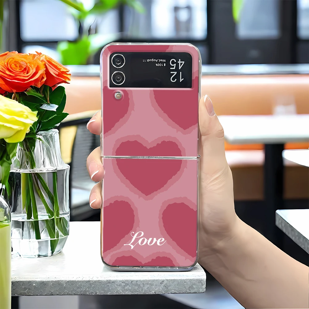 Red Love Heart Phone Case For Samsung Z FLIP 3 4 5 W23 ZFLIP SM-F7210 On Samsung Z FLIP 4 5 F711 Funda Case Shell Cover