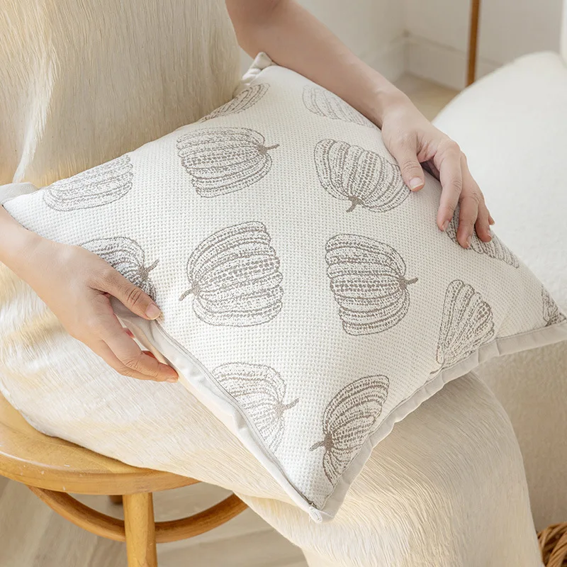 Pumpkin Jacquard Pillow Cover Soft Decorative Pillowcase for Sofa Living Room Nordic Style Home Decor Funda Cojin Comfortable