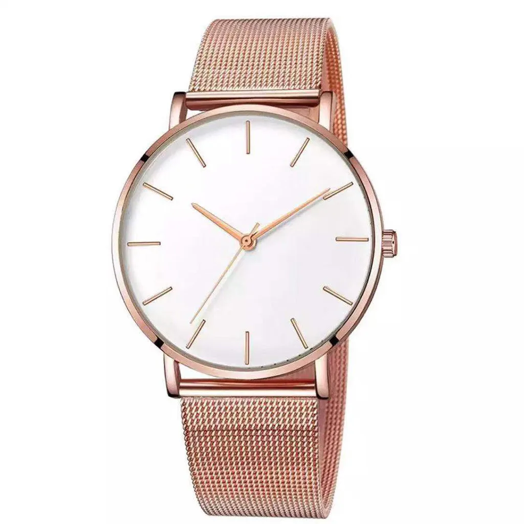 ساعة نسائية تناظرية كوارتز فاخرة بمينا ستانلس ستيل وسوار كاجوال مضيئة #4