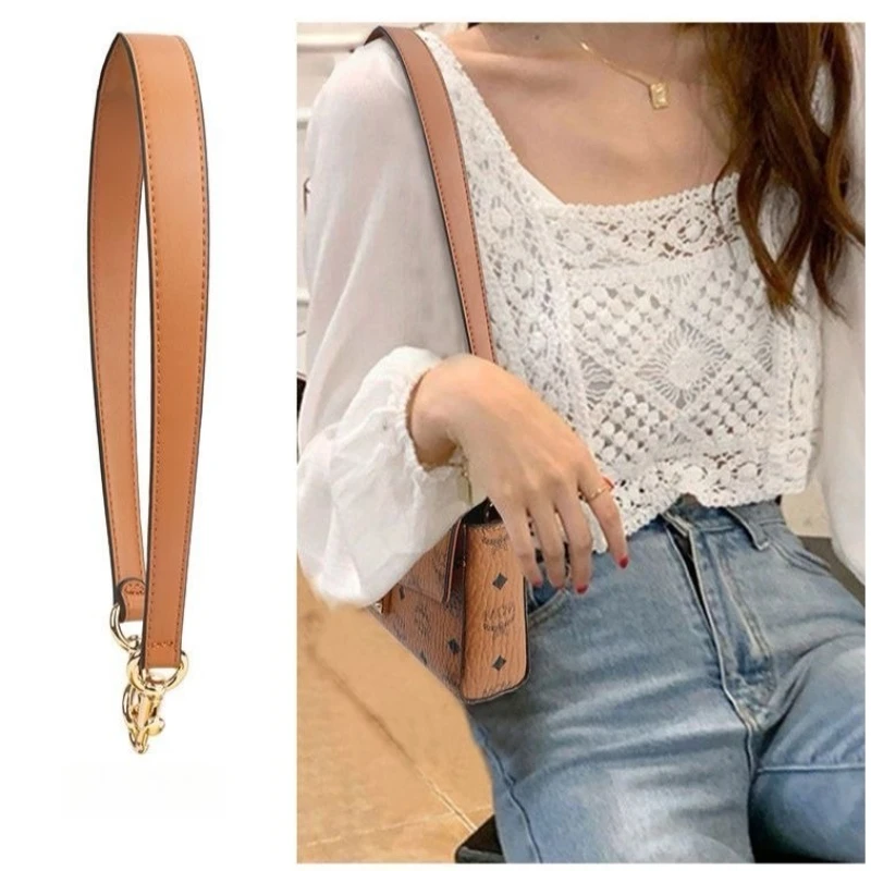 

Artificial Leather Bag Strap Handbags Handles for Handbag Short Bag Strap Purse Strap Golden Buckle Replacement Bag Belt
