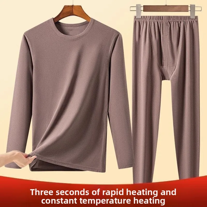 

Warmth Outdoor German Velvet Thermal Men's Winter Workwear Slim Fit Long Sve T-irt And Pants Set Versatile for Youth