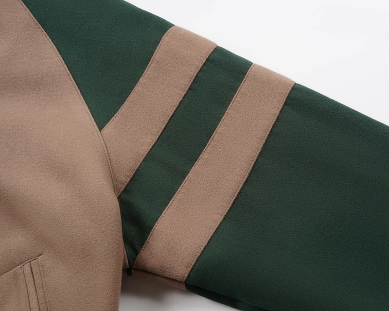 Vintage Varsity-Jacke für Herren, Farbblock-Wollmischung, Baseball-Mantel, gestreift, mit Knöpfen, Streetwear-Baseball-Jacke für Herbst und Winter – Detail 6