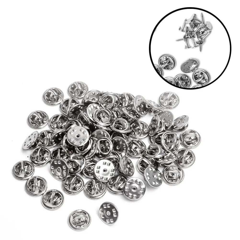 

200pcs Brooch Materials 12Mm Buckle 8Mm Needle Diy Jewelry Accessories For Lapel Pins Badge Repair Craft Making Pin Backs Blank