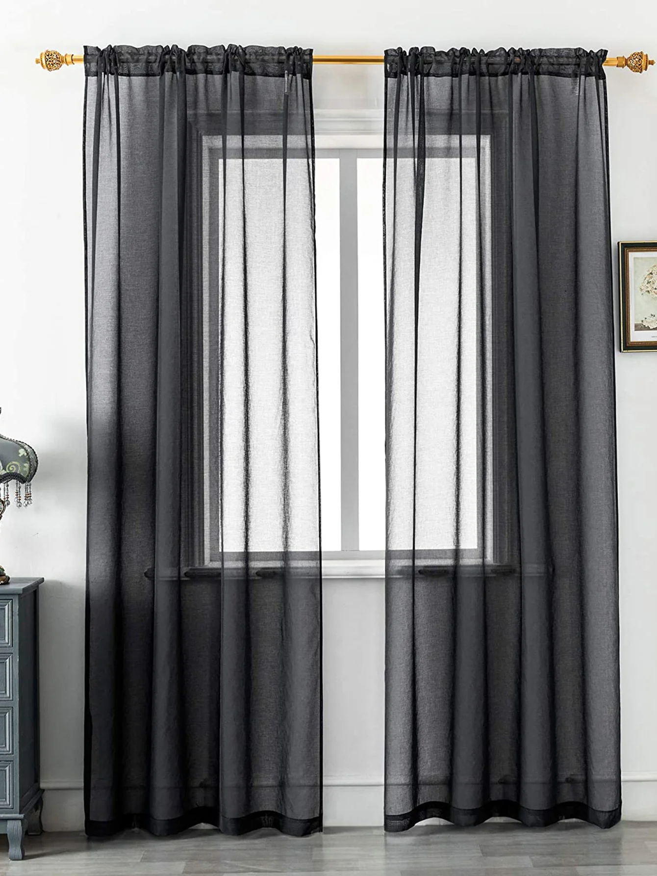 

1pc Sheer Tulle Solid Color Window Curtain Curtain For Living Room And Bedroom Decoration