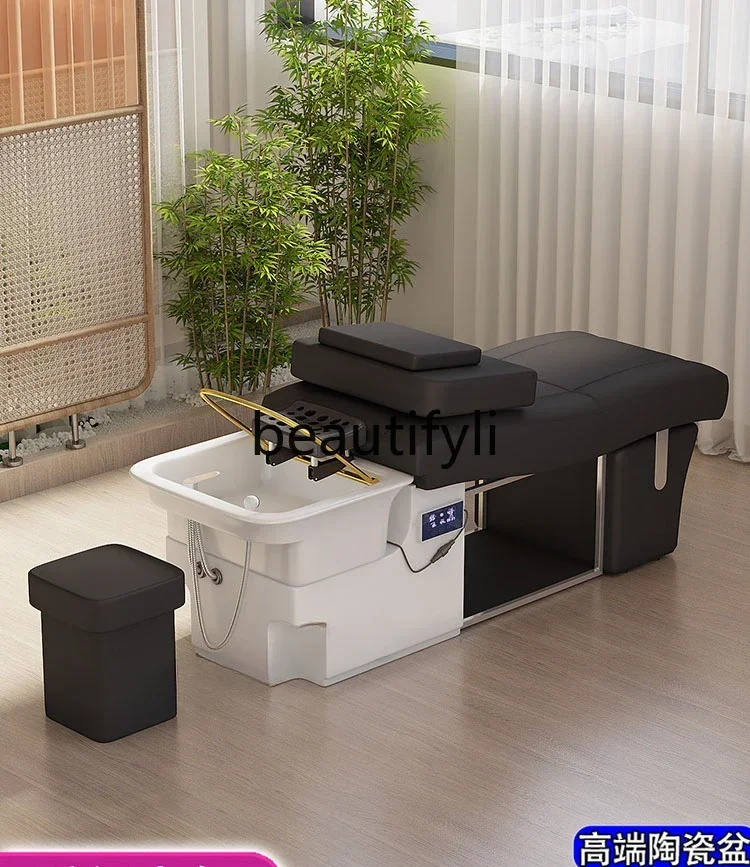 

SS High-end simple water circulation hair treatment shampoo bed beauty fumigation ear protection SPA massage bed barber shop