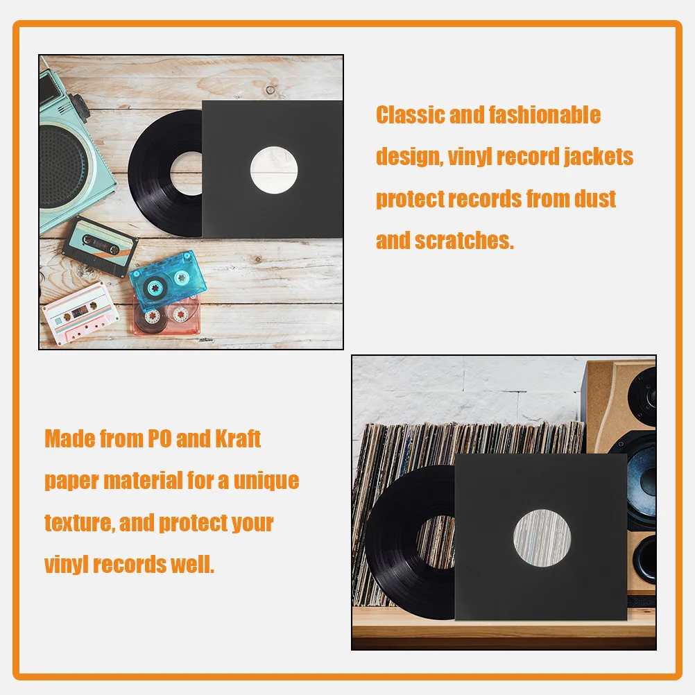 

12 Pcs Jackets Vinyl Record Paper Sleeves Protective Cover Album Covers Black for Records Outer