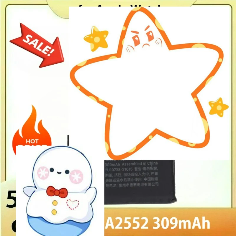 

Сменный аккумулятор A2552 для Apple Watch Series 7 45 мм, 309 мАч