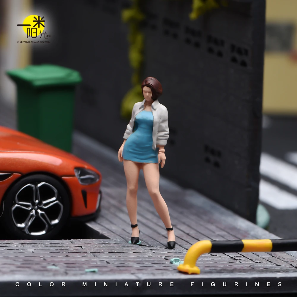 Bemalte Miniaturfigur 1/64: Sonniges, hübsches Mädchen im Bikini – Schönheit für die urbane Landschaftsgestaltung – Requisiten für Modellfahrzeuge und Deko-Puppen – Detail 7